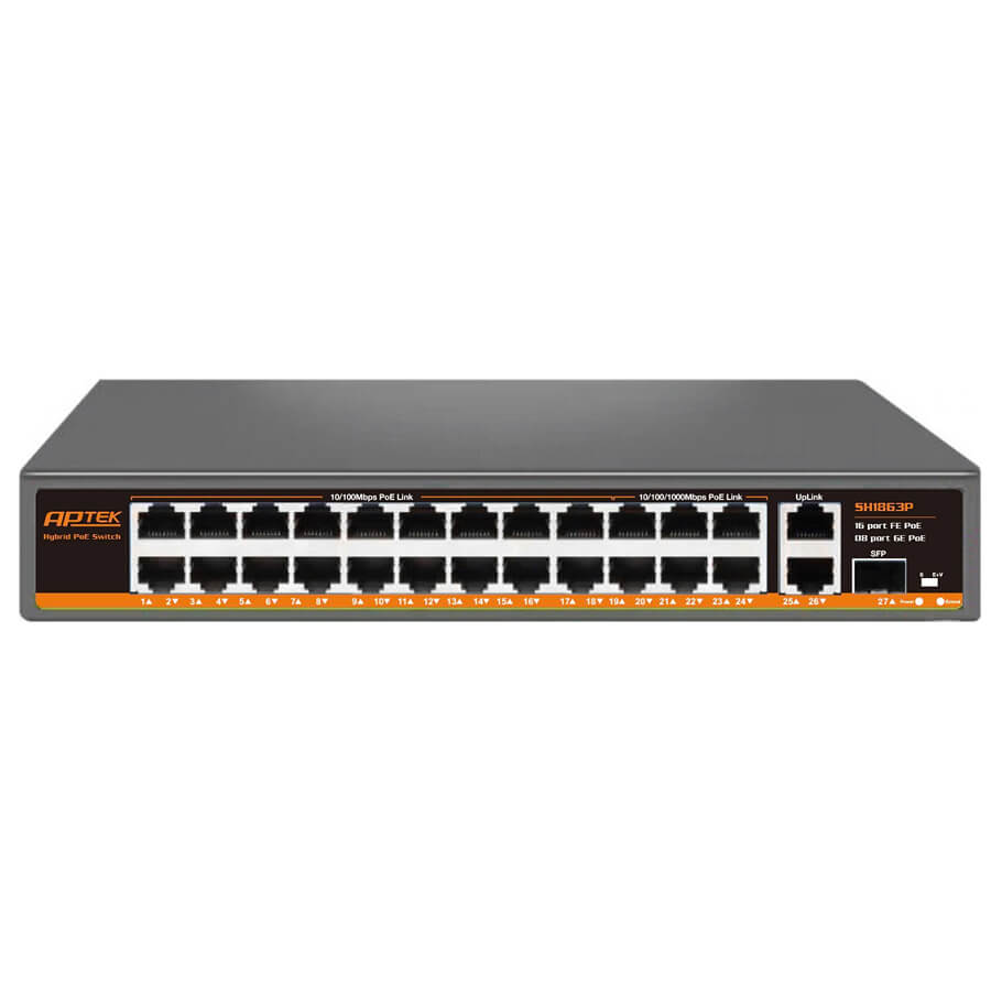 24-Port Hybrid PoE Switch APTEK SH1863P